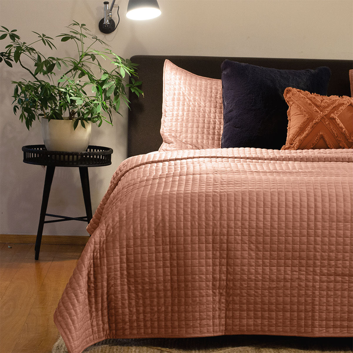 J.Elliot Home | Adela Clay Pink | Velvet Quilted Coverlet Set | Queen/King