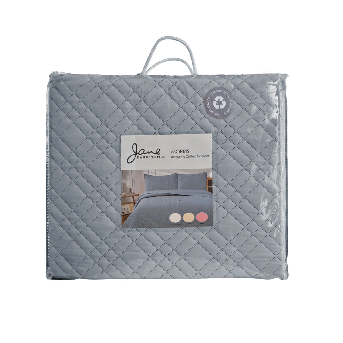 Jane Barrington Morris Dark Grey Ultrasonic Embossed Lightly Quilted Reversible Coverlet Set | Queen