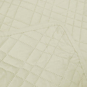 Jane Barrington Morris | Light Cream Ultrasonic Embossed Lightly Quilted Reversible Coverlet Set | Queen