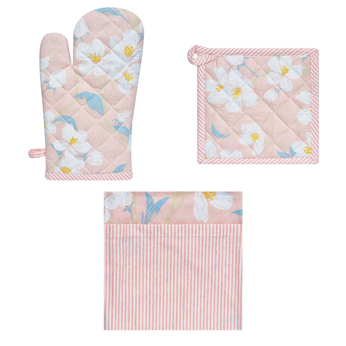 Set of 3 | Renee Cotton Cover | Kitchen Textile | Rose Pink