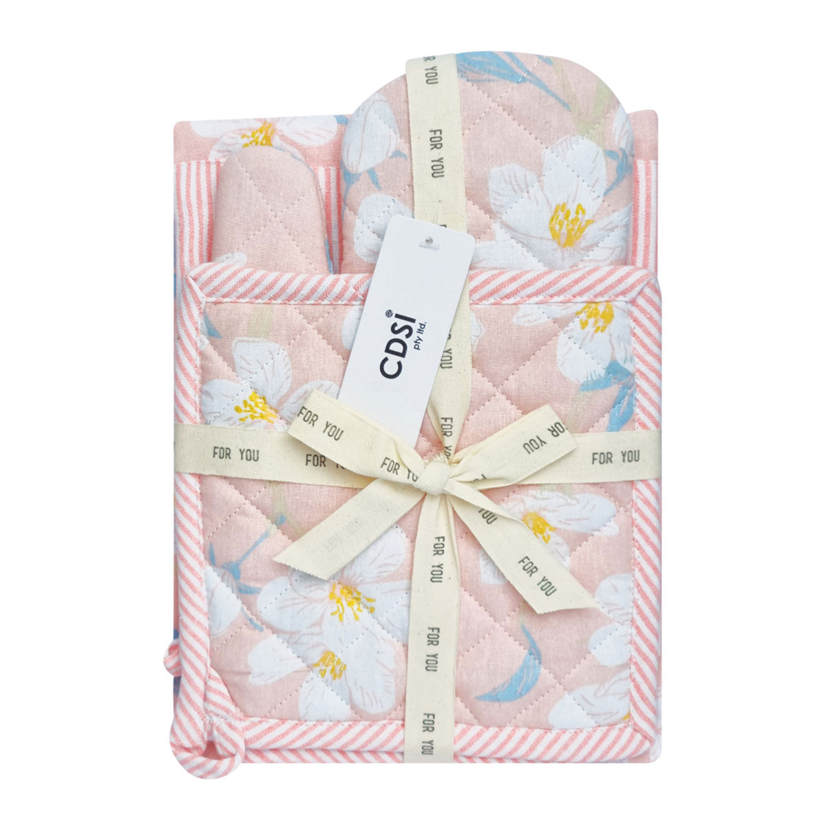 Set of 3 | Renee Cotton Cover | Kitchen Textile | Rose Pink