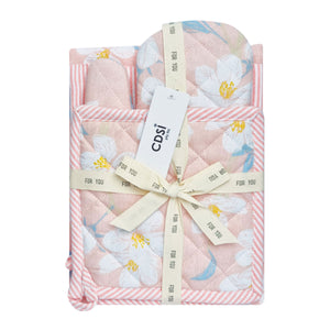 Set of 3 | Renee Cotton Cover | Kitchen Textile | Rose Pink