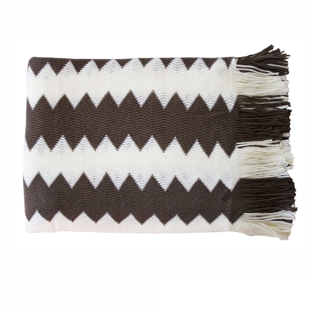 IDC Homewares Chevron Knitted Throw | Chocolate White