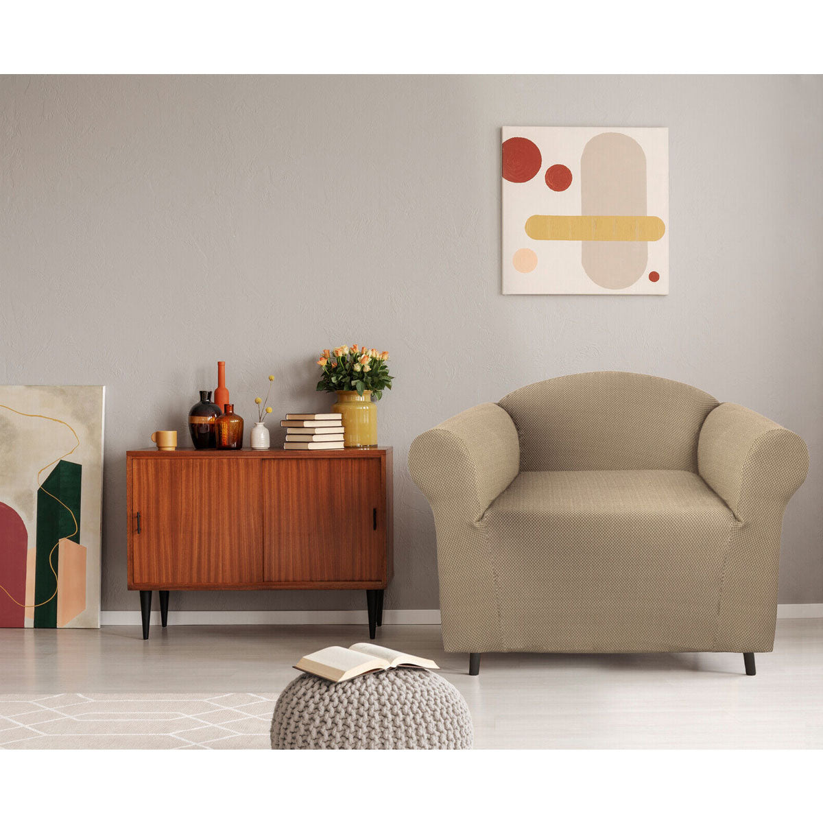 Elan Cambridge Extra-Stretch Couch Cover | Linen | One Seater | Linen