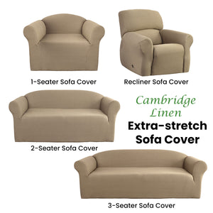 Elan Cambridge Extra-Stretch Couch Cover | Linen | One Seater | Linen