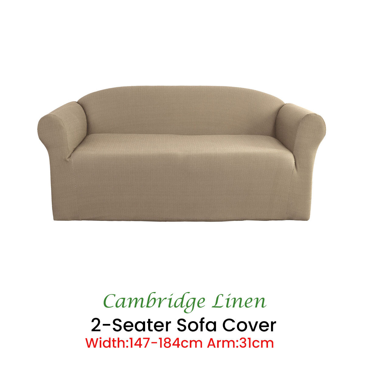 Elan Cambridge Extra-Stretch Couch Cover | Linen | Two Seater | Linen