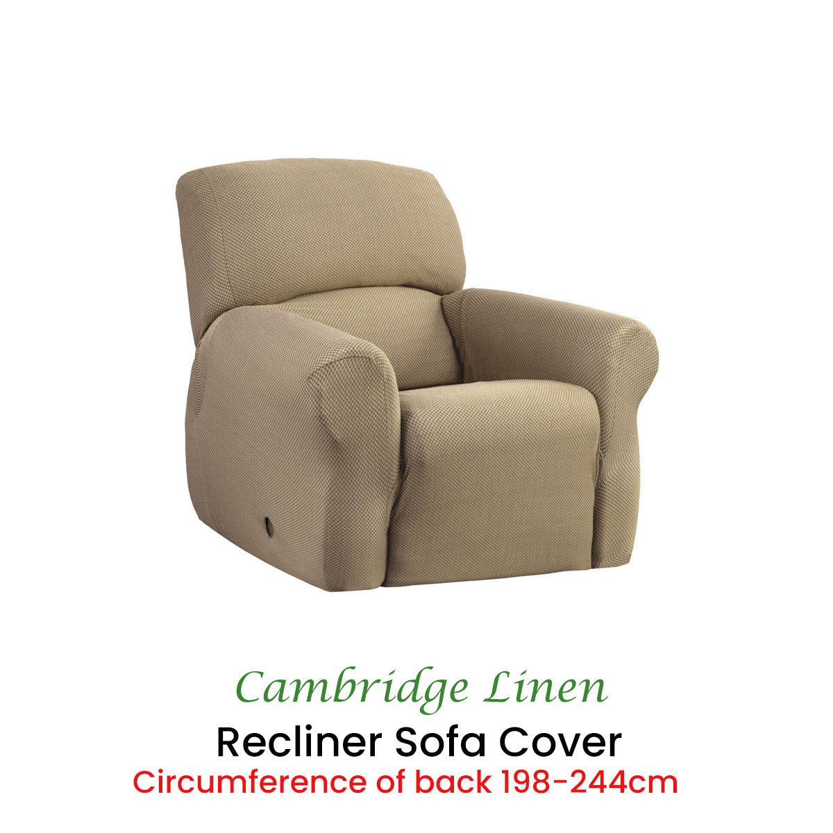 Elan Cambridge Extra-Stretch Couch Cover | Linen | One Seater Recliner Linen