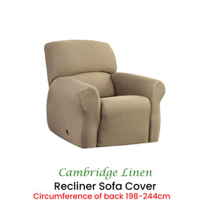 Elan Cambridge Extra-Stretch Couch Cover | Linen | One Seater Recliner Linen