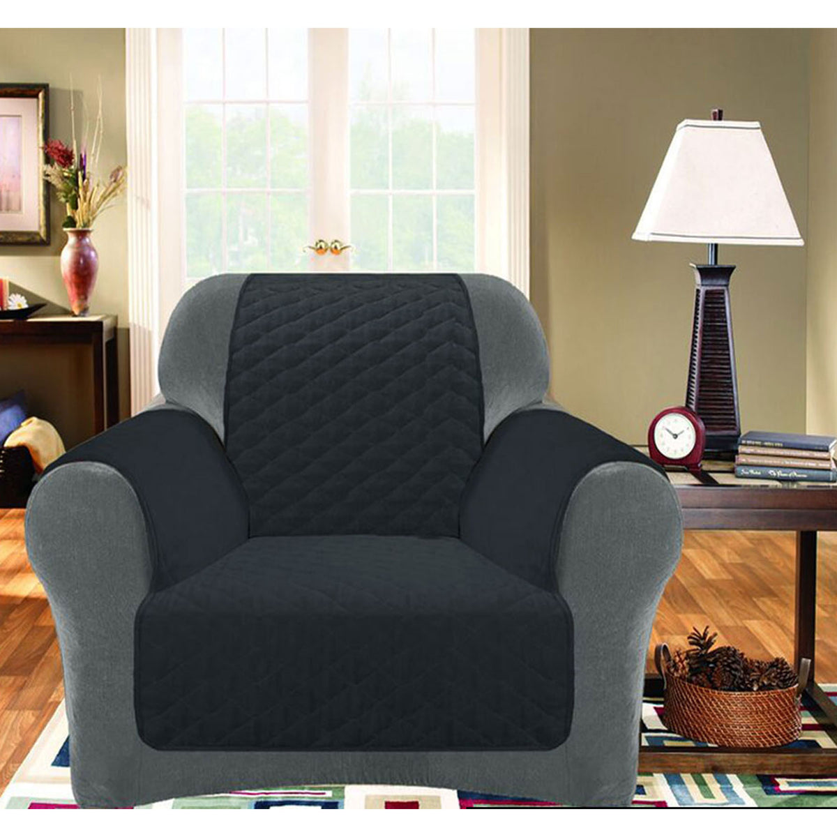 Custom Fit Sofa Cover Protector | One Seater | Slate Grey | Stretchable Slipcover | Furniture Protection