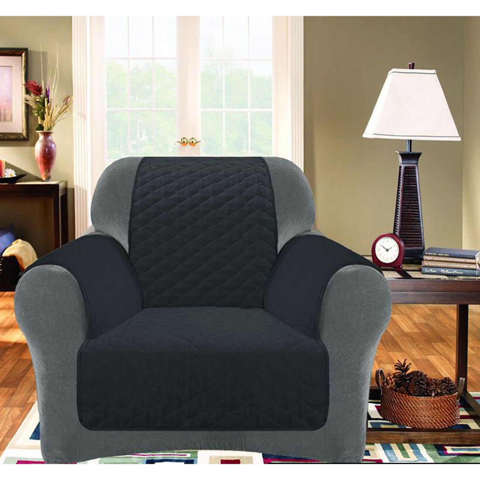 Custom Fit Sofa Cover Protector | One Seater | Slate Grey | Stretchable Slipcover | Furniture Protection
