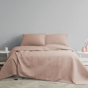 Ardor Chloe Powder Pink 3 Pcs Quilted Coverlet Set | Queen/King