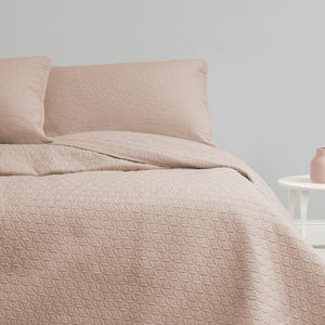 Ardor Chloe Powder Pink 3 Pcs Quilted Coverlet Set | Queen/King