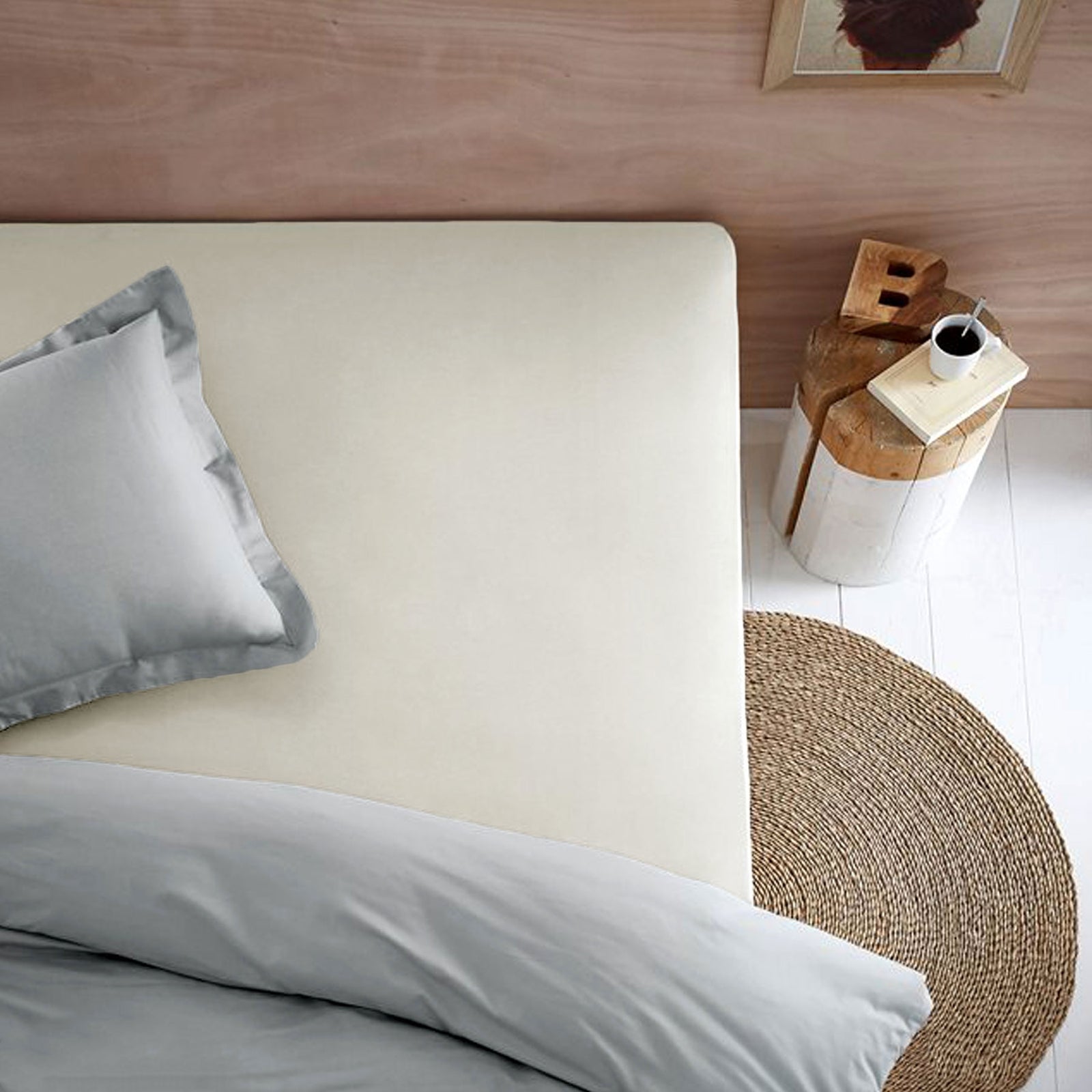 Essentially Home Living Polyester Cotton Fitted Sheet | 36cm Wall | Ivory | Single