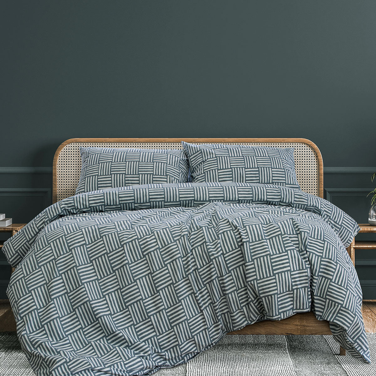 Ardor Fletcher Faded Indigo Printed Quilt Cover Set | King
