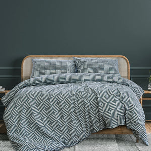 Ardor Fletcher Faded Indigo Printed Quilt Cover Set | King