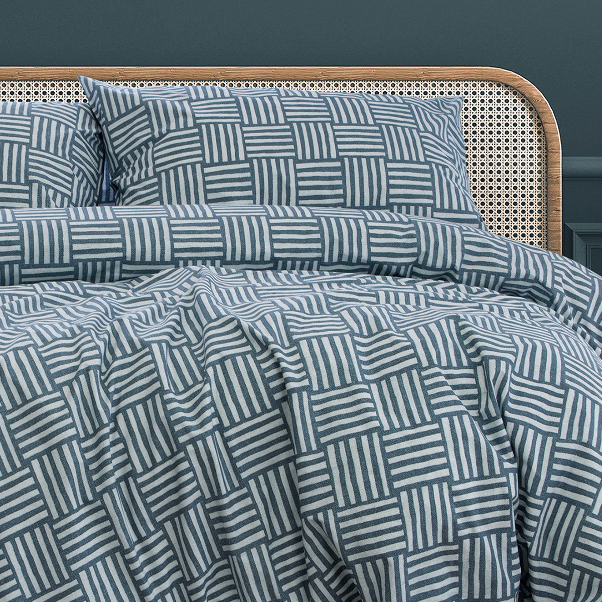 Ardor Fletcher Faded Indigo Printed Quilt Cover Set | King