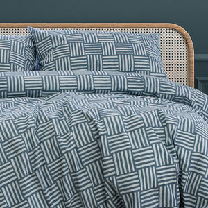 Ardor Fletcher Faded Indigo Printed Quilt Cover Set | King