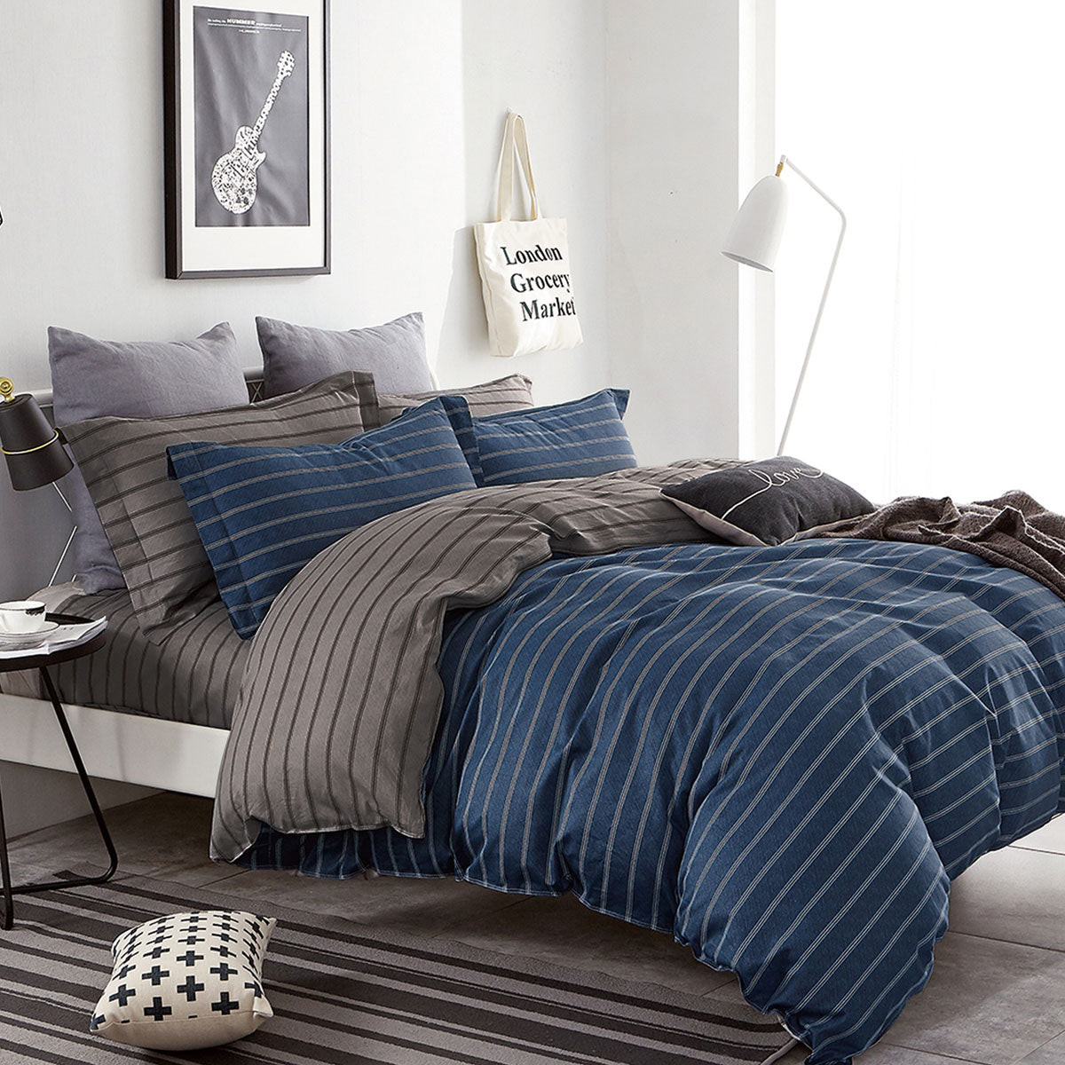 Ardor 250TC Oliver Stripes Cotton Sateen Quilt Cover Set | King