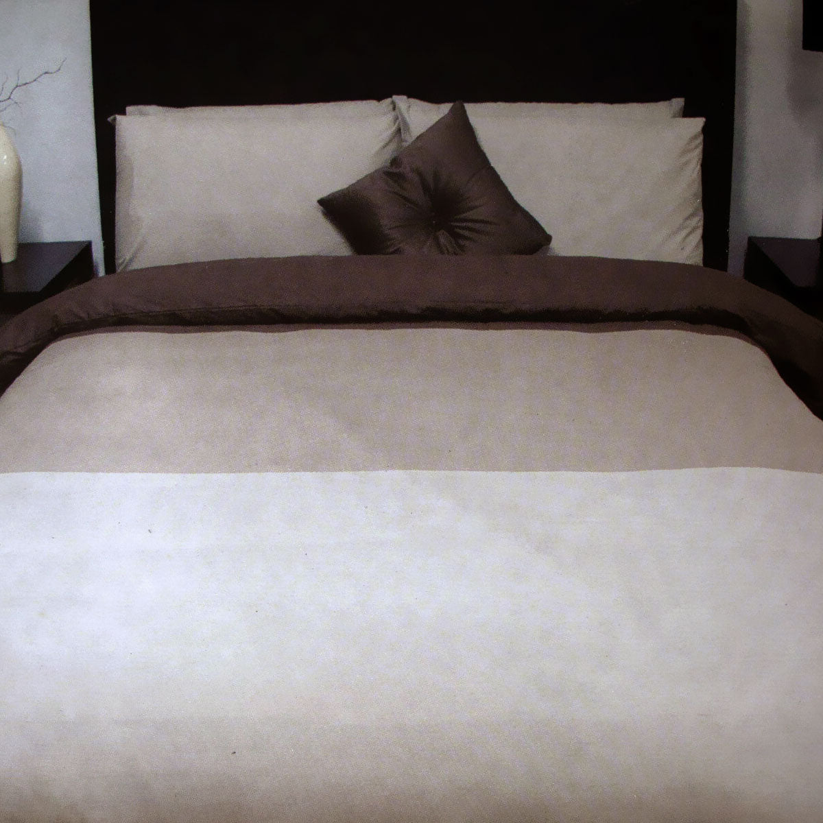 Essentially Home Living Chocolate 3 Tone Quilt Cover Set + Fitted Sheet | Double