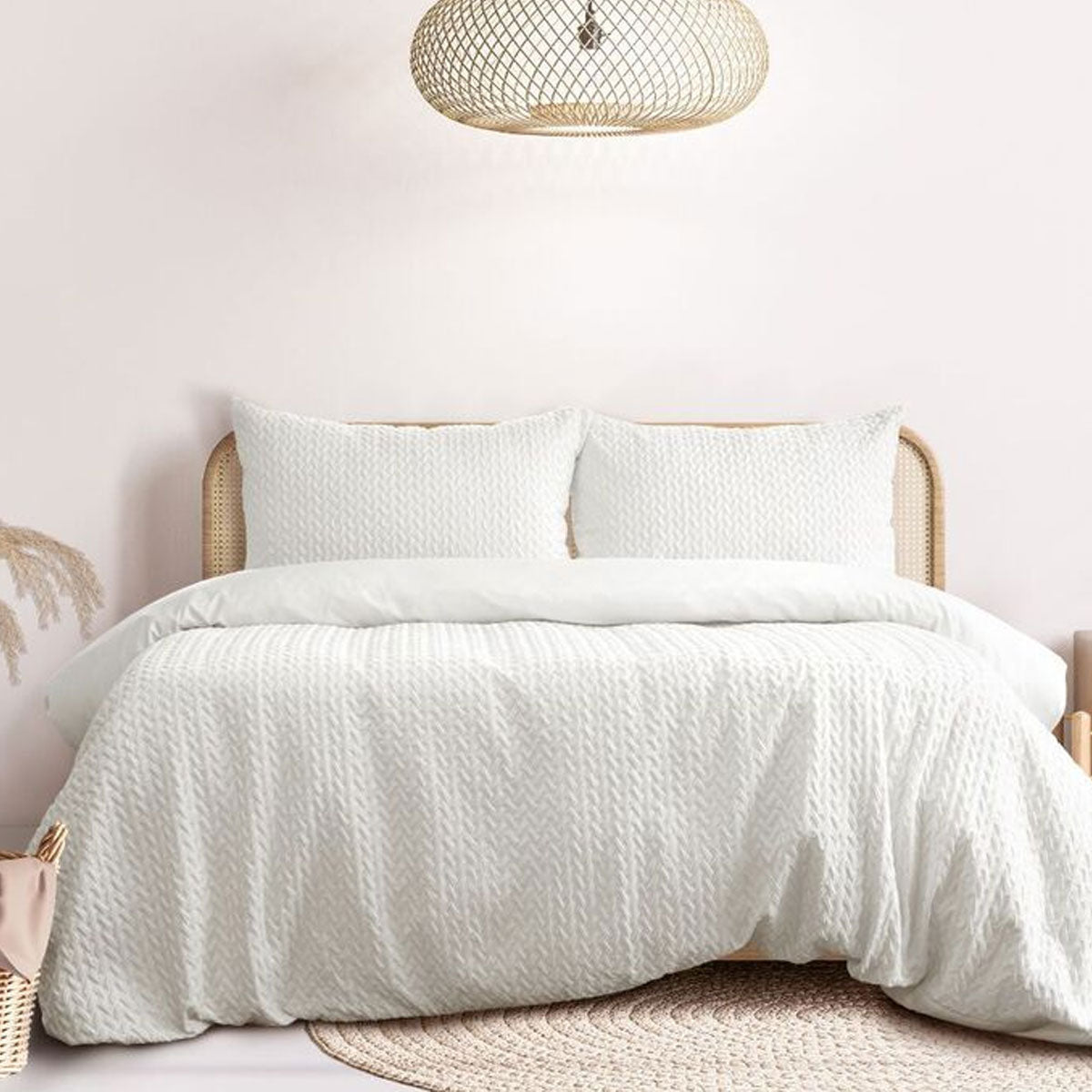 Ardor Embossed Quilt Cover Set | Bondi White | Queen