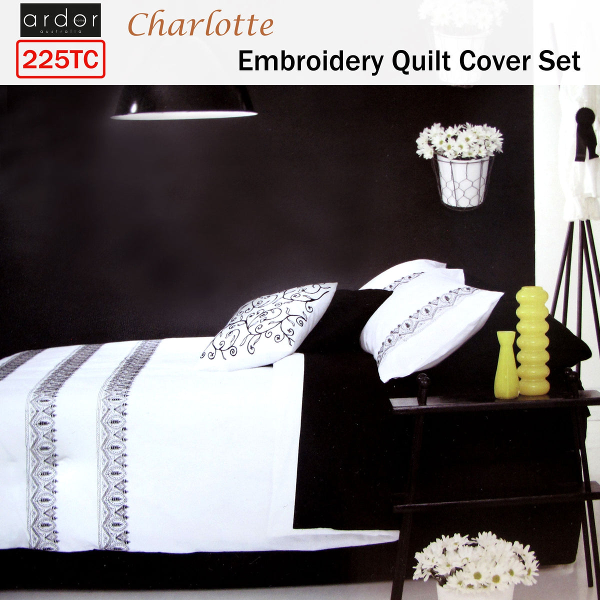 Ardor Charlotte White Quilt Cover Set | Queen