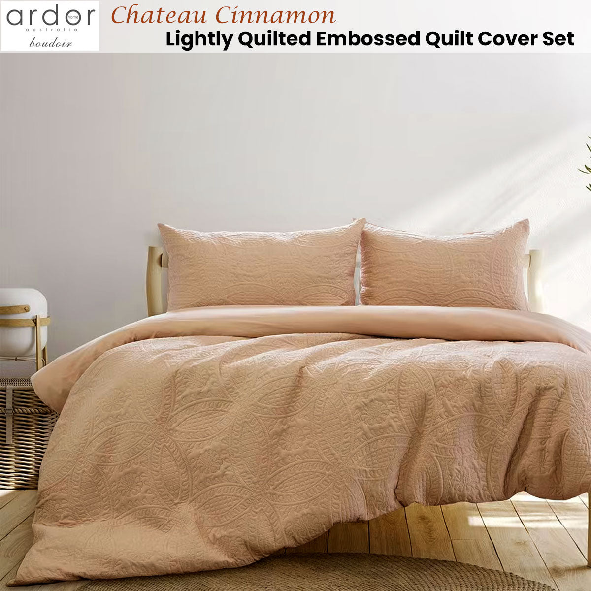 Ardor Chateau Cinnamon Embossed Quilt Cover Set | King