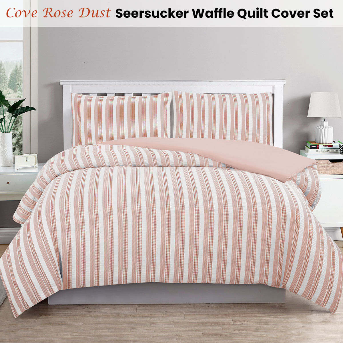 Ardor Cove Rose Dust Seersucker Waffle Quilt Cover Set | King