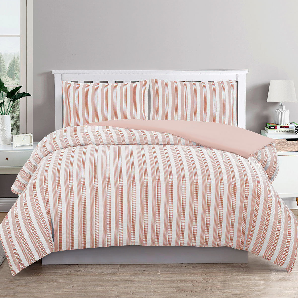 Ardor Cove Rose Dust Seersucker Waffle Quilt Cover Set | Queen