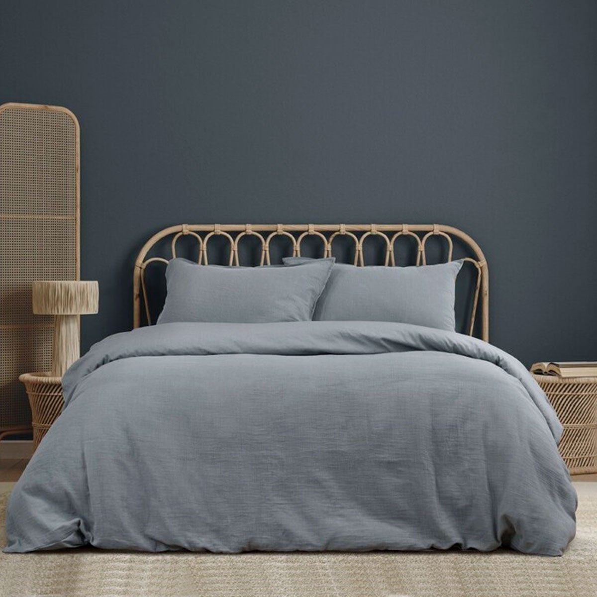 Ardor Earth Grey Cotton Gauze Quilt Cover Set | King