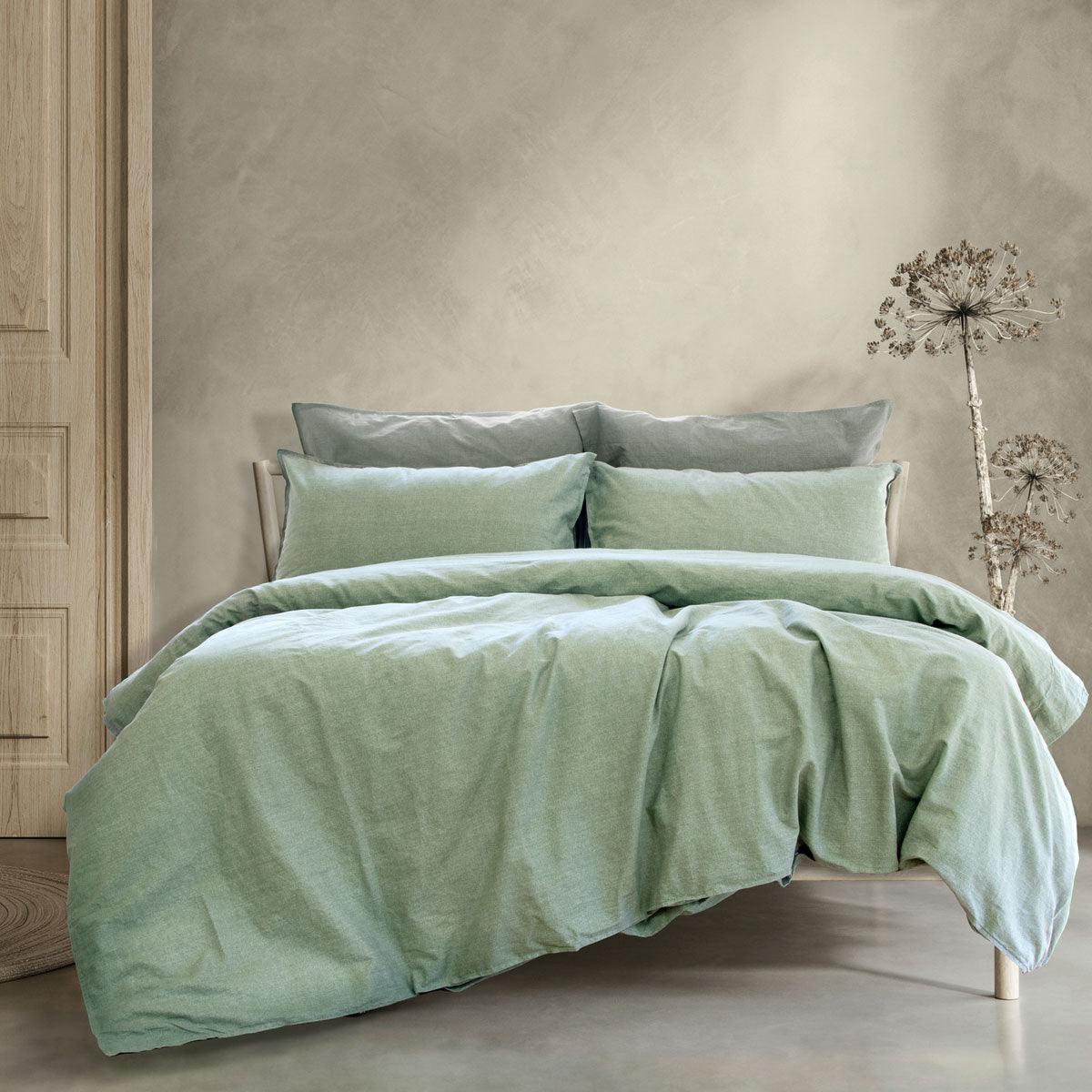 Ardor Embre Seagrass Linen Look 100% Cotton Quilt Cover Set | King