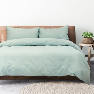 Ardor Everly Eucalyptus Soft Embossed Quilt Cover Set | Queen