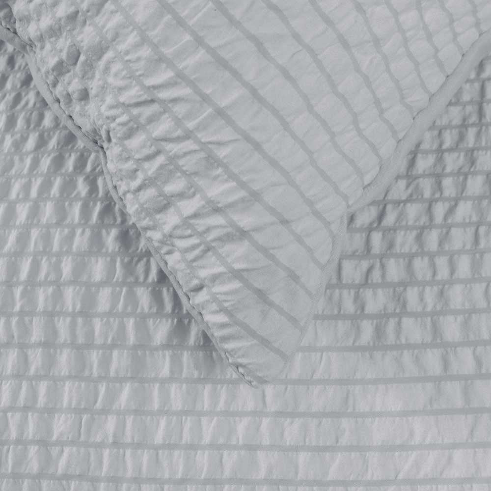 Ardor Ingrid Silver Seersucker Stripe Quilt Cover Set | Queen
