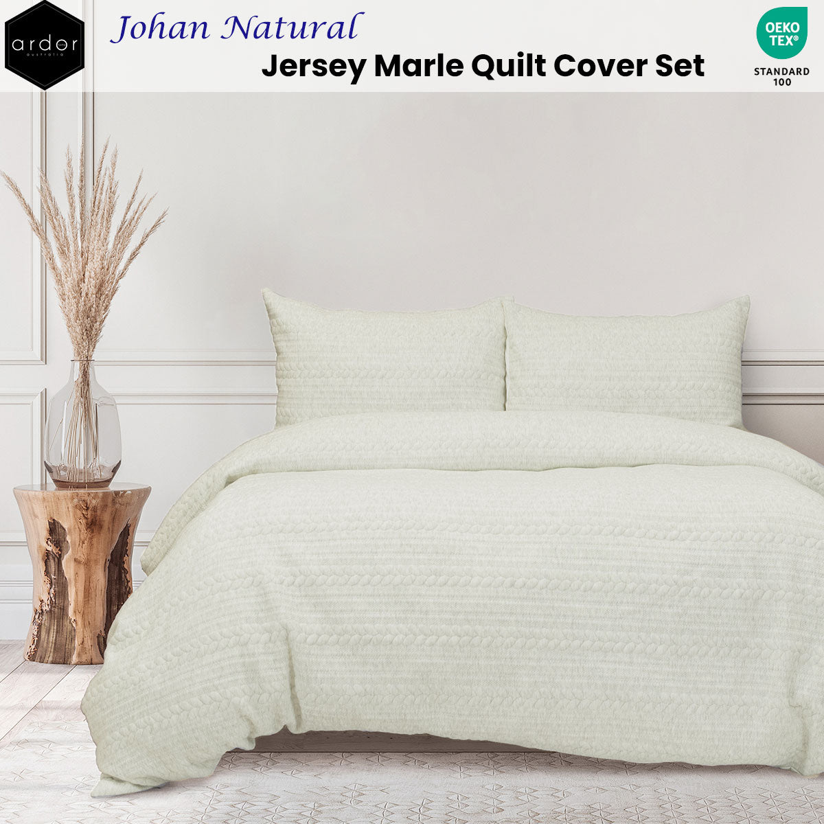 Ardor Johan Natural Jersey Marle Quilt Cover Set | Queen