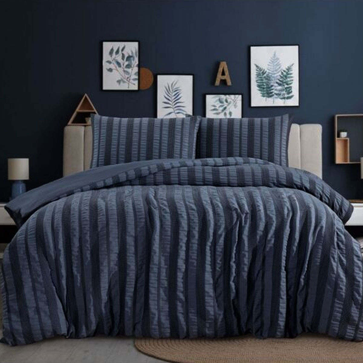Ardor Seersucker Quilt Cover Set | Lisbon Indigo | Queen
