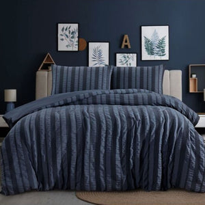 Ardor Seersucker Quilt Cover Set | Lisbon Indigo | Queen