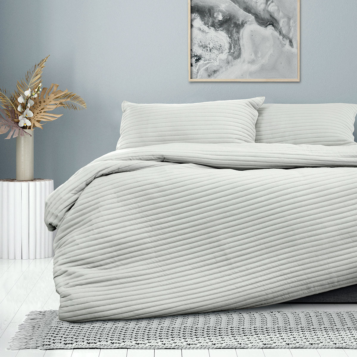 Ardor London Silver Embossed Quilt Cover Set | Queen