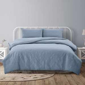 Ardor Lottie Bluebell Pinsonic Embossed Quilt Cover Set | King