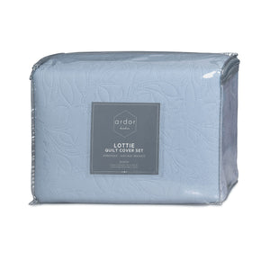 Ardor Lottie Bluebell Pinsonic Embossed Quilt Cover Set | King