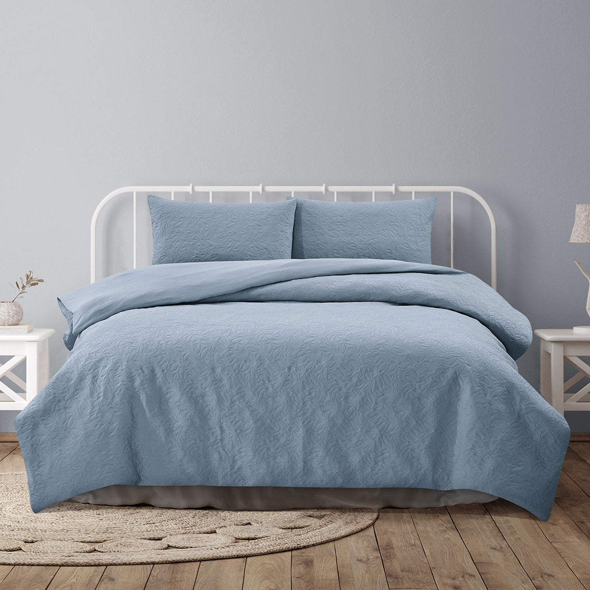 Ardor Lottie Bluebell Pinsonic Embossed Quilt Cover Set | Queen