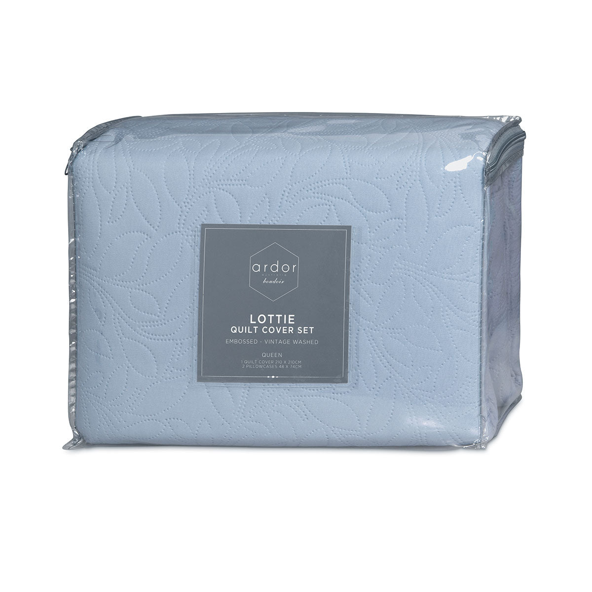 Ardor Lottie Bluebell Pinsonic Embossed Quilt Cover Set | Queen