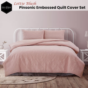 Ardor Lottie Blush Pinsonic Embossed Quilt Cover Set | King