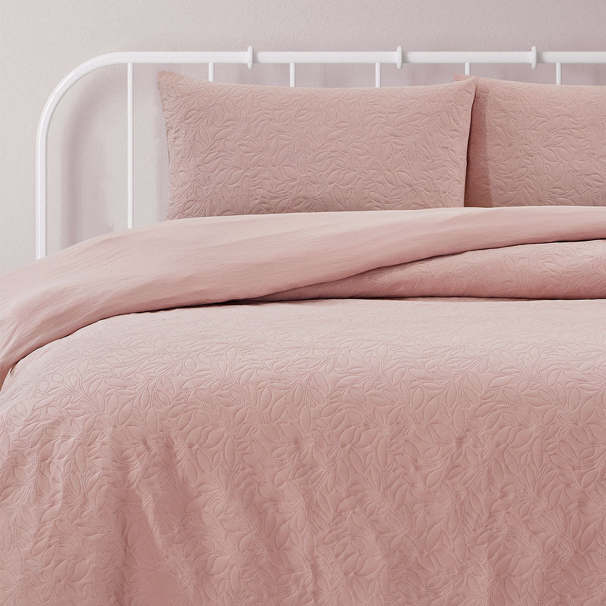 Ardor Lottie Blush Pinsonic Embossed Quilt Cover Set | Queen