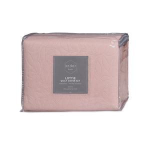 Ardor Lottie Blush Pinsonic Embossed Quilt Cover Set | Queen