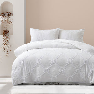 Ardor Lucy White Tufted Detail Quilt Cover Set | Double
