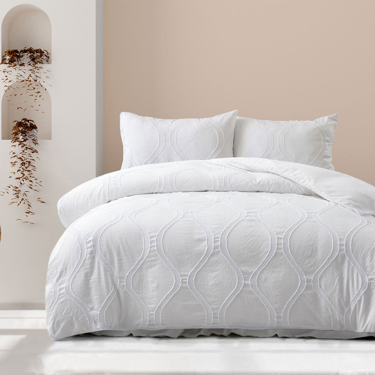 Ardor Lucy White Tufted Detail Quilt Cover Set | King