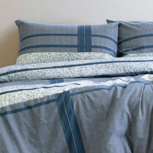 Ardor Mateo Navy Polyester Cotton Quilt Cover Set | Queen