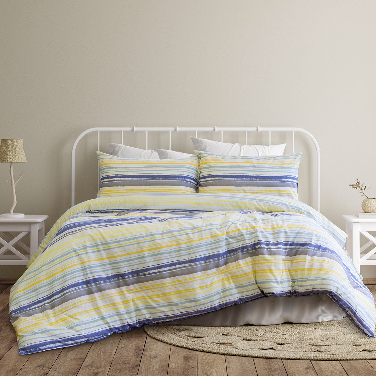 Ardor Milford Seafoam Polyester Cotton Quilt Cover Set | Queen