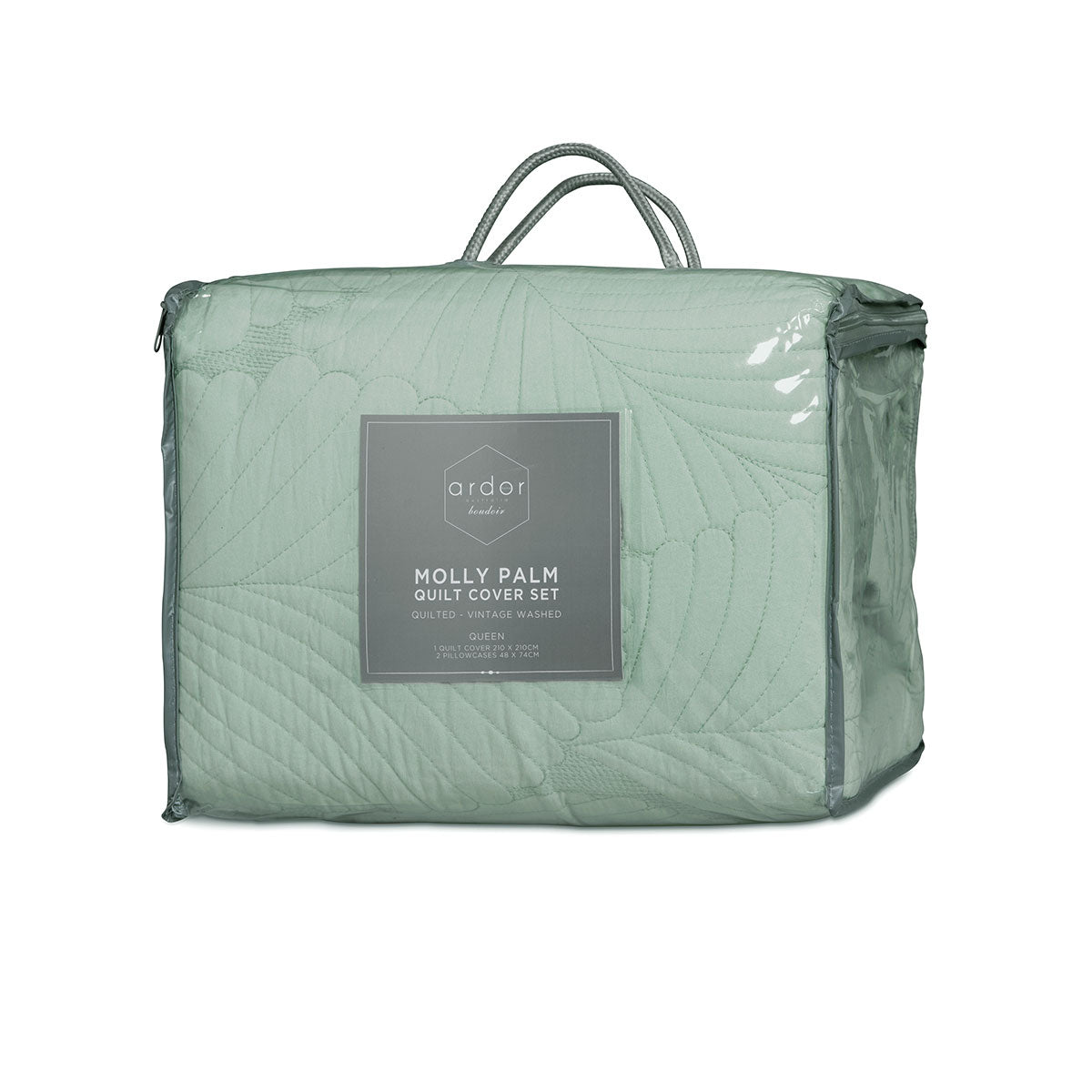 Ardor Molly Palm Green Quilted Quilt Cover Set | King