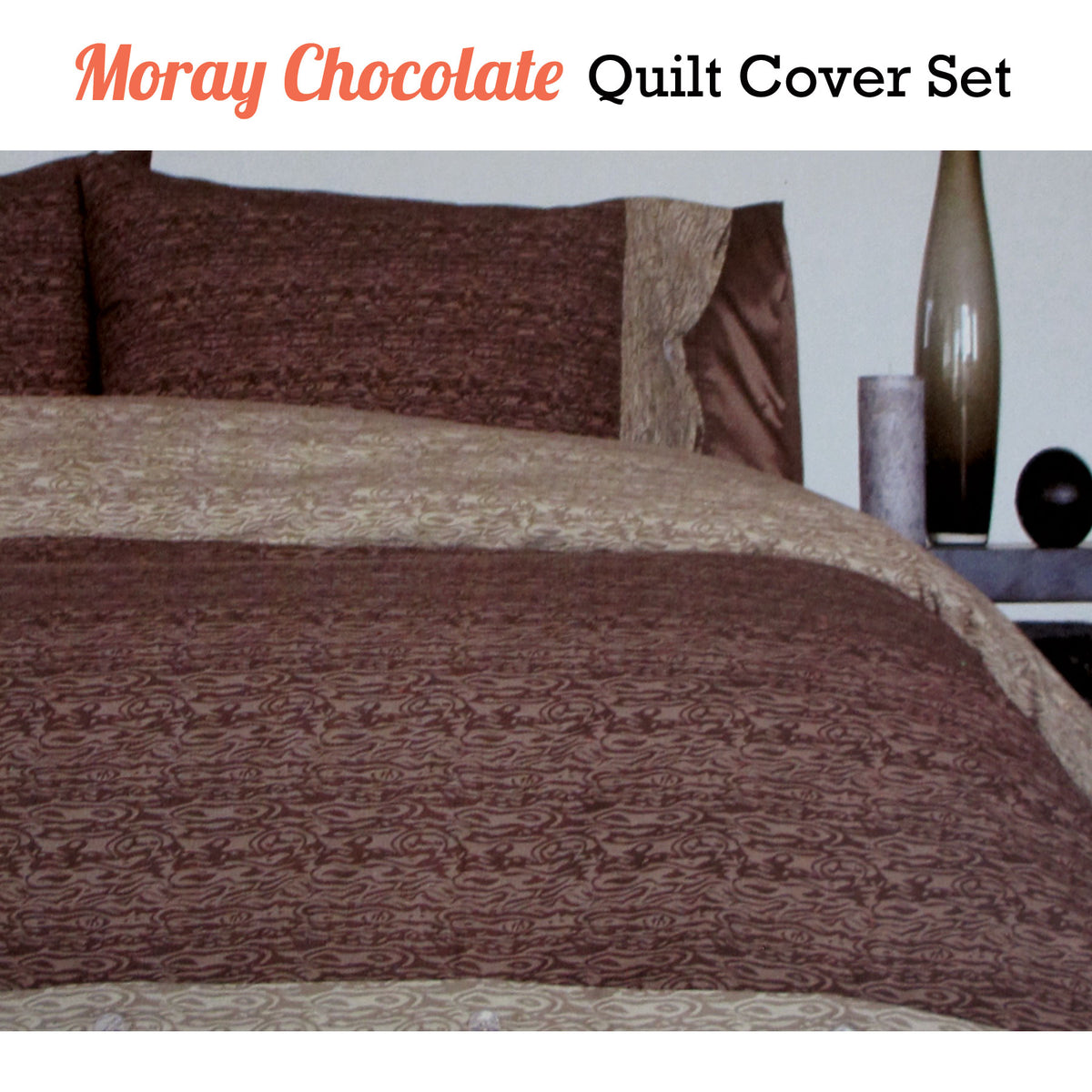 Essentially Home Living Moray Chocolate Quilt Cover Set | Double