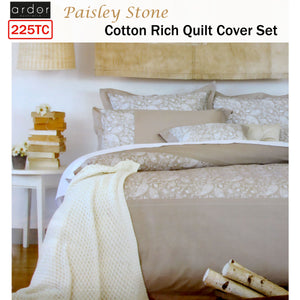 Ardor 225TC Cotton Rich Paisley Stone Quilt Cover Set | Queen
